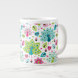 Pfauenvogel und Eule Jumbo-Tasse