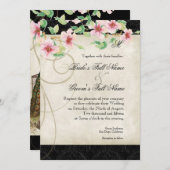 Pfauenvogelkäfig - Einladung zur Hochzeit (Vorne/Hinten)