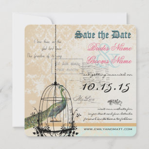 Pfauenvogelkäfig Hochzeit Save-the-Date Save The Date