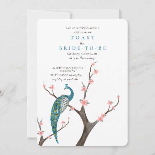 Pfauenwasser Einladung (Vorderseite)