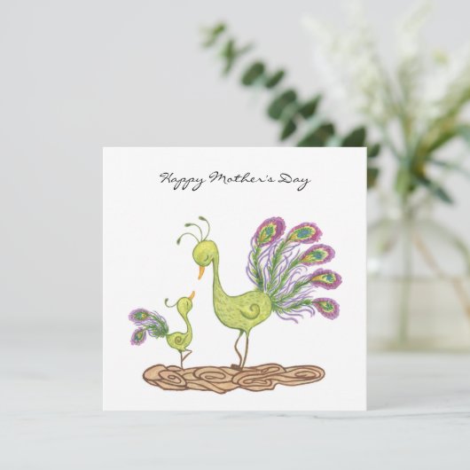 Pfauenwasserfarbe Mutterkarte Karte (Stehend Vorderseite)