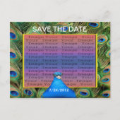 PfauenWedding Save the Date Postcard Ankündigungspostkarte (Vorderseite)