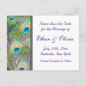 PfauenWedding speichert das Datum Ankündigungspostkarte (Rückseite)