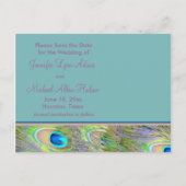 PfauenWedding speichert das Datum Ankündigungspostkarte (Rückseite)