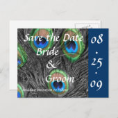 PfauenWedding speichert das Datum Ankündigungspostkarte (Vorne/Hinten)