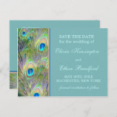 PfauenWedding speichert das Datum Ankündigungspostkarte (Vorne/Hinten)