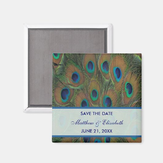 PfauenWedding speichert das Datum Magnet (Vorderseite/Rückseite)