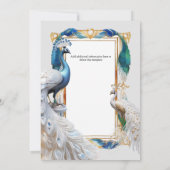 Pfauenweißer aquamariner Jugendstil-Zierrahmen Einladung (Rückseite)