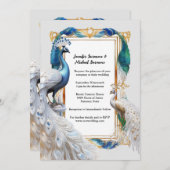 Pfauenweißer aquamariner Jugendstil-Zierrahmen Einladung (Vorne/Hinten)