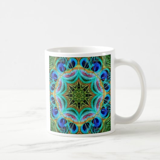Pfaufeder-Mandala Kaffeetasse (Rechts)