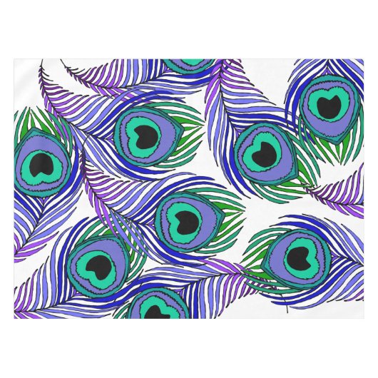 Pfaufeder-Tischdecke, riesige Pfaufeder Tischdecke (Vorderseite (Horizontal))