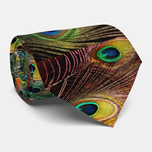 Pfaufedercollage Krawatte (Gerollt)