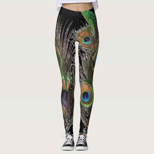Pfaufedercollage Leggings (Vorderseite)