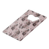 Pfaufedermuster Geldkarten Flaschenöffner (Vorderseite Schrägansicht)