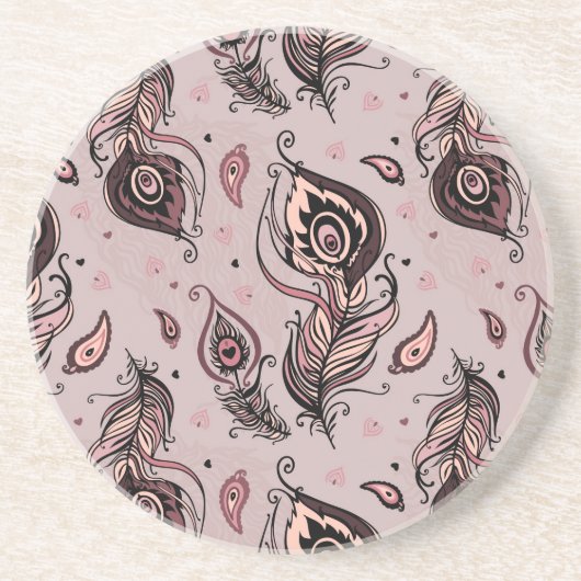 Pfaufedermuster Getränkeuntersetzer (Vorne)