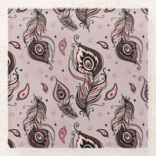 Pfaufedermuster Glasuntersetzer