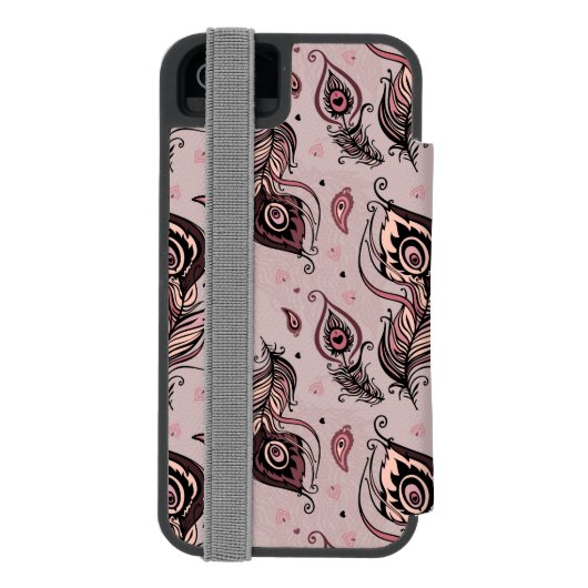 Pfaufedermuster Incipio iPhone Geldbeutel-Hülle (Folio Rückseite)