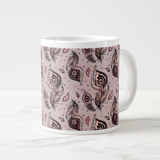 Pfaufedermuster Jumbo-Tasse (Vorderseite Rechts)