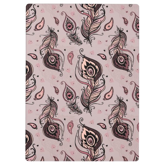 Pfaufedermuster Klemmbrett (Rückseite)