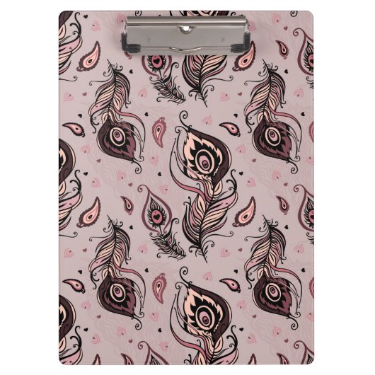 Pfaufedermuster Klemmbrett (Vorderseite)