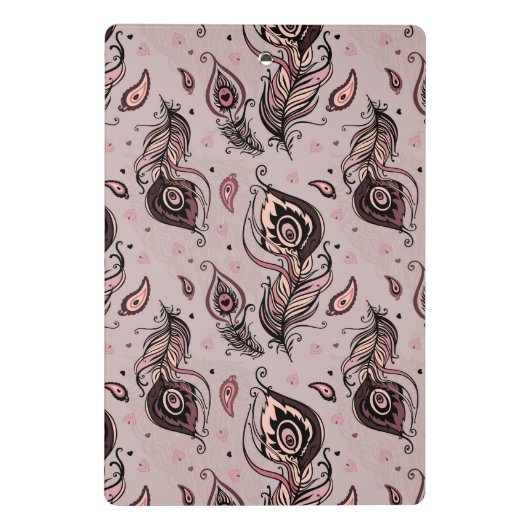 Pfaufedermuster Mini Klemmbrett (Rückseite)