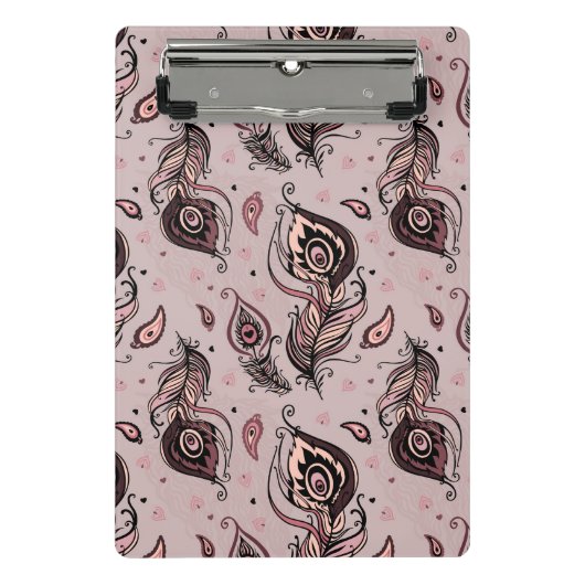 Pfaufedermuster Mini Klemmbrett (Vorderseite)