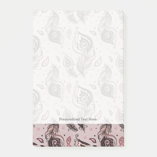 Pfaufedermuster Post-it Klebezettel (Vorderseite)