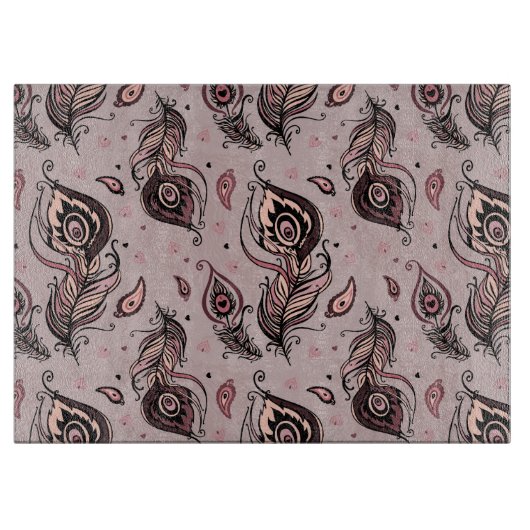 Pfaufedermuster Schneidebrett (Vorderseite)