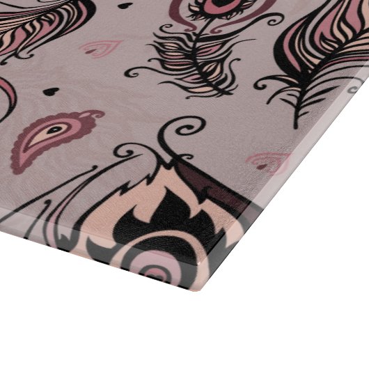 Pfaufedermuster Schneidebrett (Ecke)