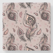 Pfaufedermuster Steinuntersetzer (Vorderseite)