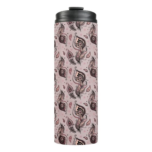 Pfaufedermuster Thermosbecher (Vorderseite)