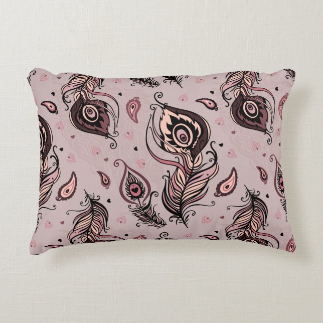 Pfaufedermuster Zierkissen (Vorderseite)