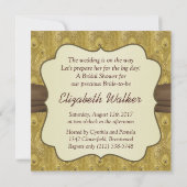 Pfaufedern, bernsteinfarbiges Effekt Brautparty Einladung (Rückseite)