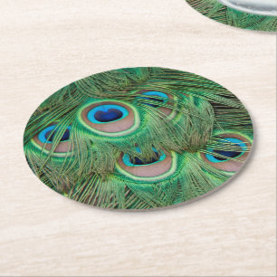 Pfaugefieder Runder Pappuntersetzer