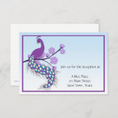 Pfauock-Lila Empfang-Karte Einladung (Vorne/Hinten)