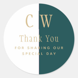 Pfaus Aquamarin grünes Gold Gastgeschenk Hochzeit Runder Aufkleber