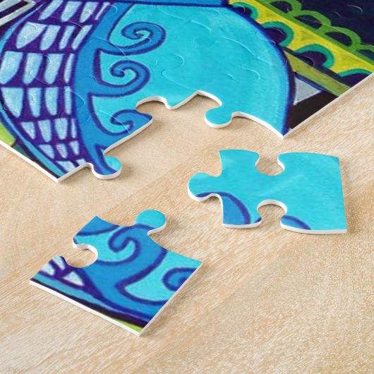 Pfaus mit Blumen-Kunst durch Heide Galler Puzzle (Seite)