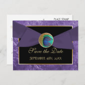 Pfaustasten & Bow SAVE THE DATE Postcard-blau Ankündigungspostkarte (Vorne/Hinten)