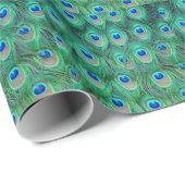 Pfautierdruck - Federn Geschenkpapier (Rolleneckpunkt)