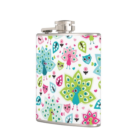 Pfauvogel und -eule flachmann (Links)