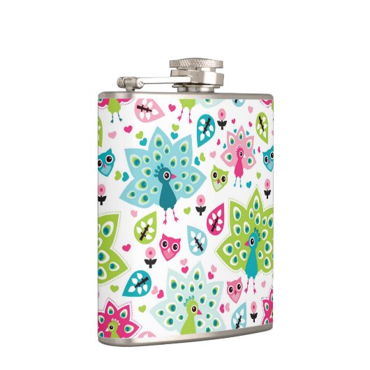 Pfauvogel und -eule flachmann (Rechts)