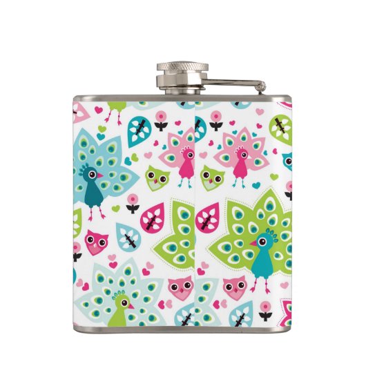 Pfauvogel und -eule flachmann (Rückseite)