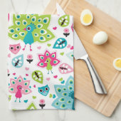 Pfauvogel und -eule geschirrtuch (Viertel Falte)