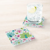 Pfauvogel und -eule glasuntersetzer (Schrägansicht)