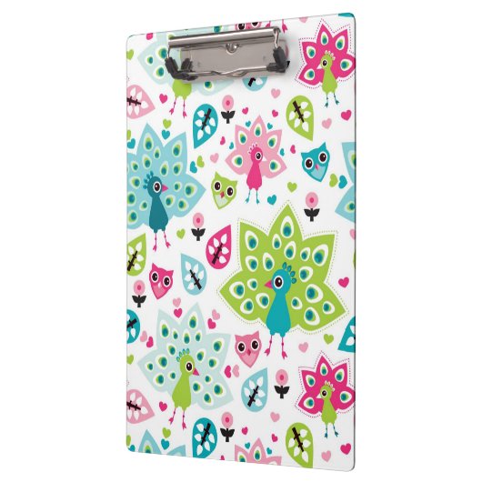 Pfauvogel und -eule klemmbrett (Links)