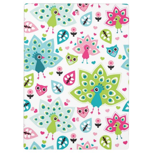 Pfauvogel und -eule klemmbrett (Rückseite)