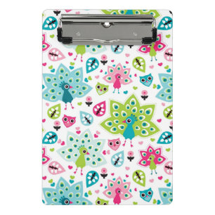 Pfauvogel und -eule mini klemmbrett