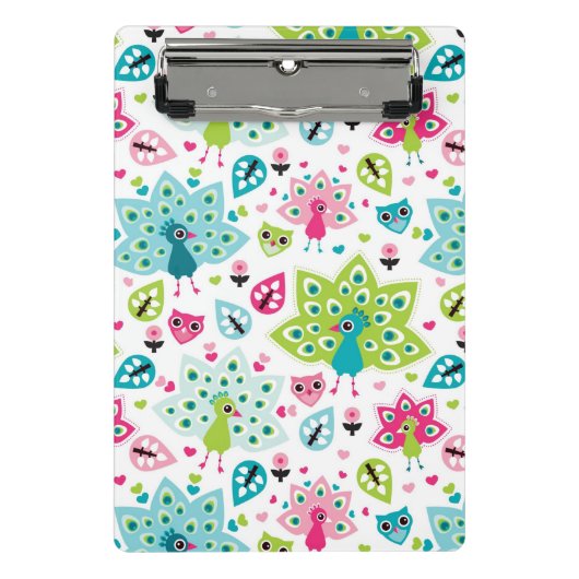 Pfauvogel und -eule mini klemmbrett (Vorderseite)