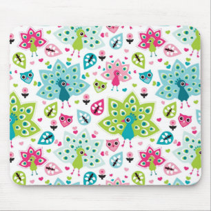 Pfauvogel und -eule mousepad