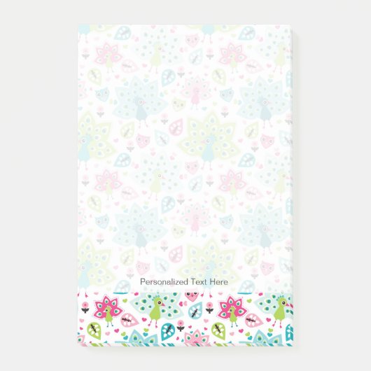 Pfauvogel und -eule post-it klebezettel (Vorderseite)